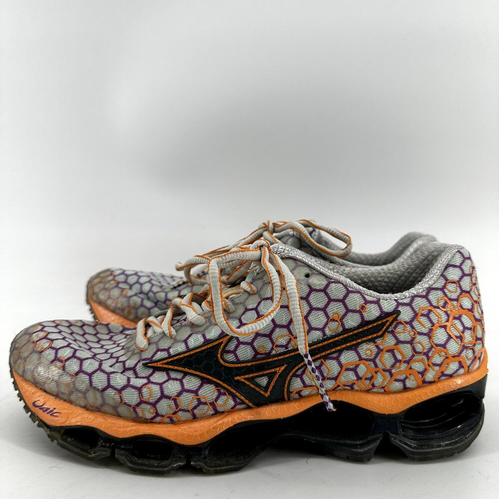 Mizuno Wave Prophecy 3 Running Shoe Sneakers Lace Up Hexagon Orange Purple 7 - Picture 4 of 7